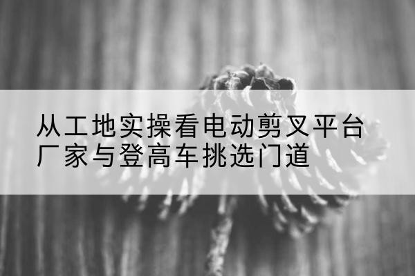 嘉鱼电动剪叉升降平台厂家-从工地实操看电动剪叉平台厂家与登高车挑选门道